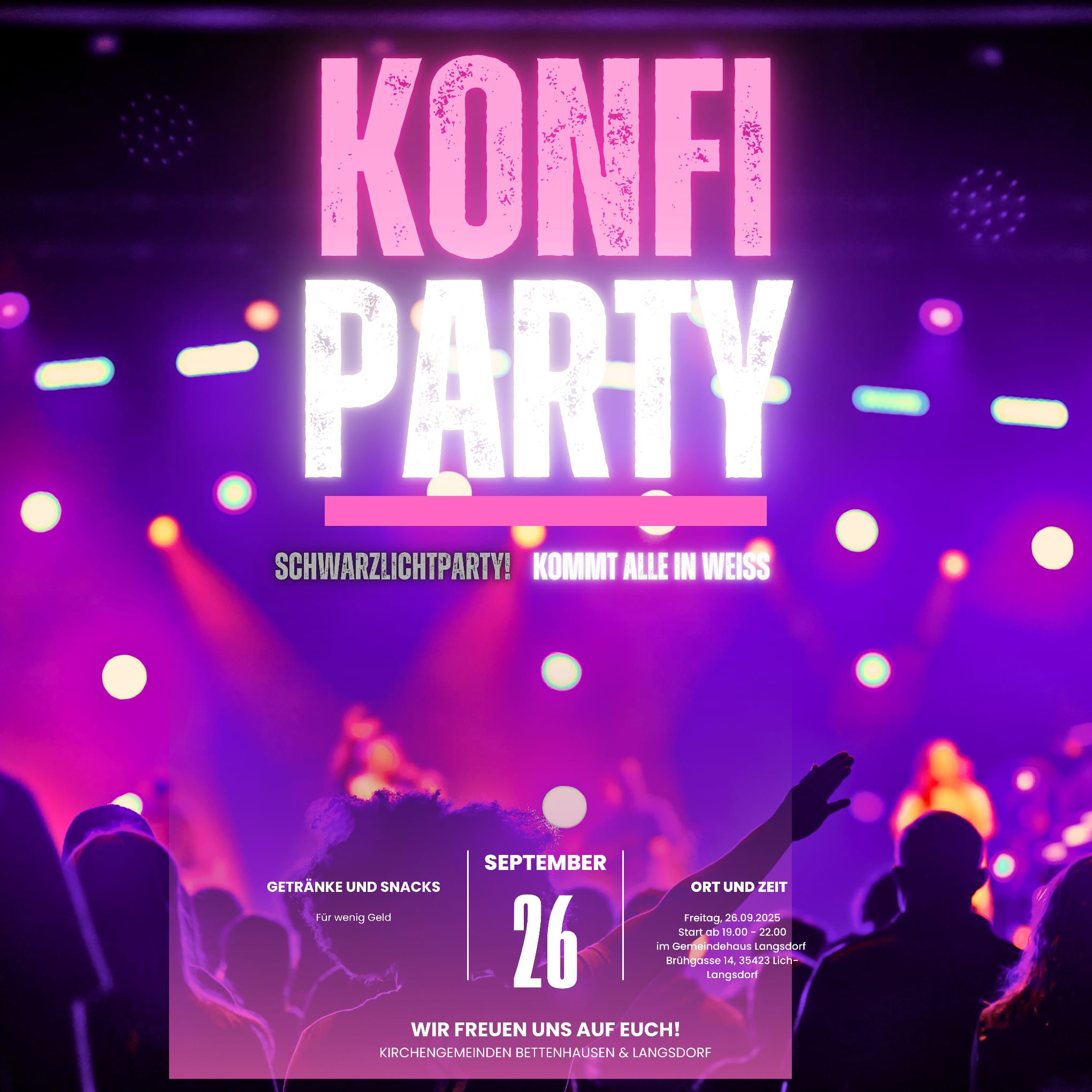 Konfi-Party am 26. September – Schwarzlichtparty in Langsdorf